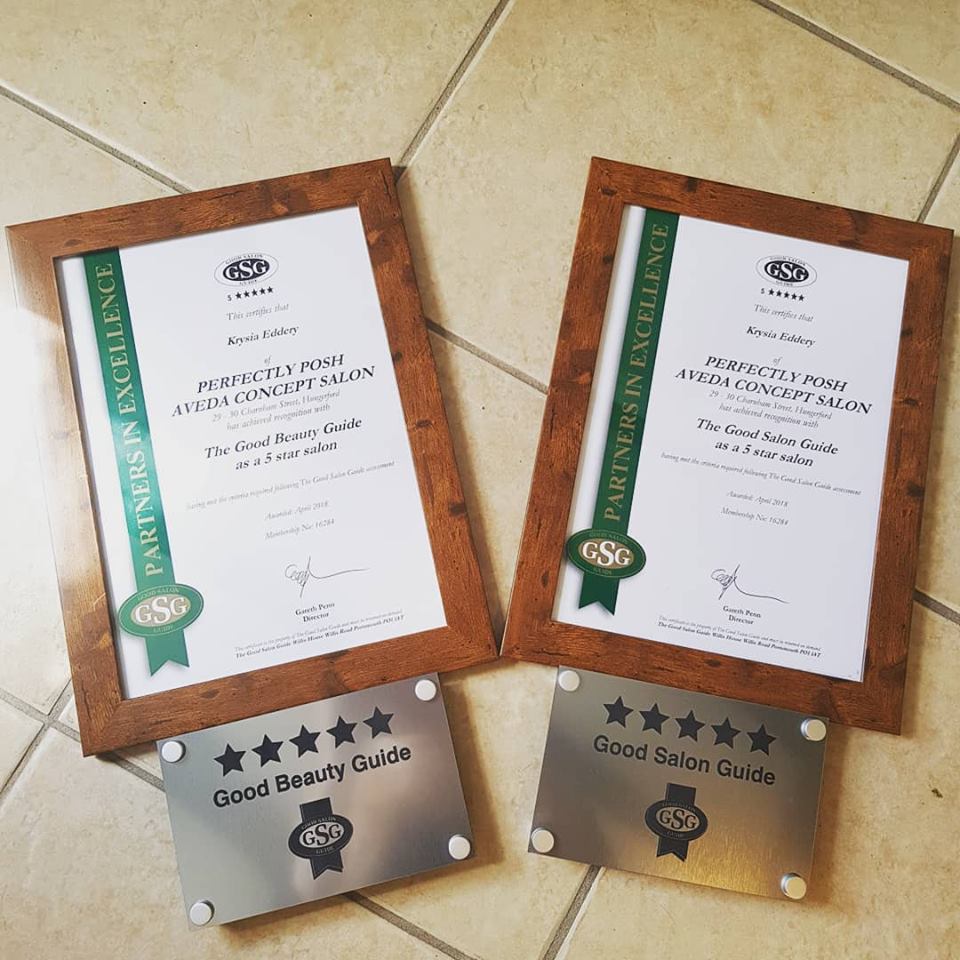 Perfectly Posh Rated 5 Stars For Hair & Beauty by The Good Salon Guide!